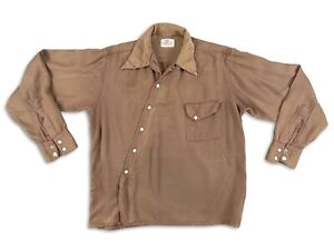 Vintage Rockabilly 1940s Campus Asymmetric Avant Garde Snap Shirt - USA Size M