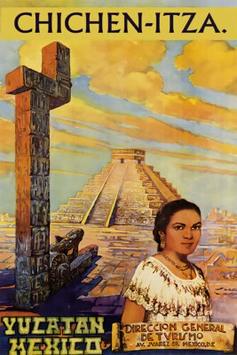 Mexico Chichen Itza Yucatan Travel Vintage Art Wall Room Poster - POSTER 20x30 - Image 1 of 4
