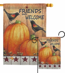 Welcome Friends Crow Garden Flag Harvest Autumn Fall Decorative Gift Yard Banner - Picture 1 of 17