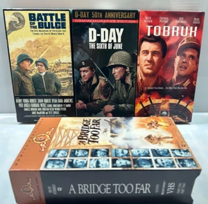 War Movie VHS lot-Classics-Battle of the Bulge-D-Day the 6th of june-Tobruk - Picture 1 of 3