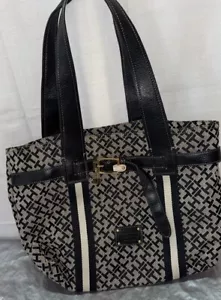 Tommy Hilfiger Womens Tote Purse Shoulder Bag Shopper Handbag Monogram Logo - Picture 1 of 10