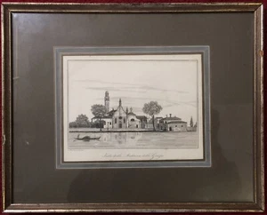 Grabado en acero "Isola della Madonna delle Grazie" de Gianfranco Bernaconi, enmarcado - Imagen 1 de 3