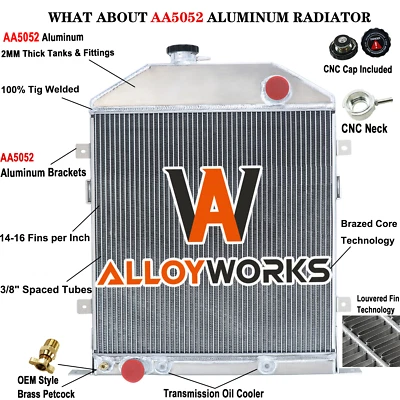 3Row Radiator For 1942-48 47 Ford Super Deluxe/Model 2 GA Special Model 21 A 3.6 Foto 1 de 4