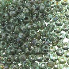 Miyuki Round Seed Beads Rocaille's 6/0 Picasso Olivine Transparent 20 Gram Tube