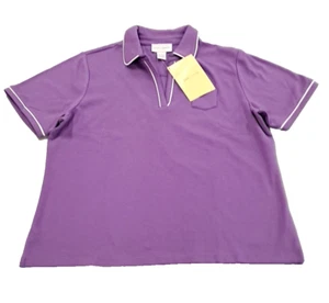 Women's Sport Savvy Pullover V-Neck Collar Short Sleeve Lavender White Trim XL - Picture 1 of 9