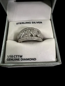 Signed JD Sterling Silver Natural Diamonds with Heart Accents Ring Sz 7 M3503 - Picture 1 of 10