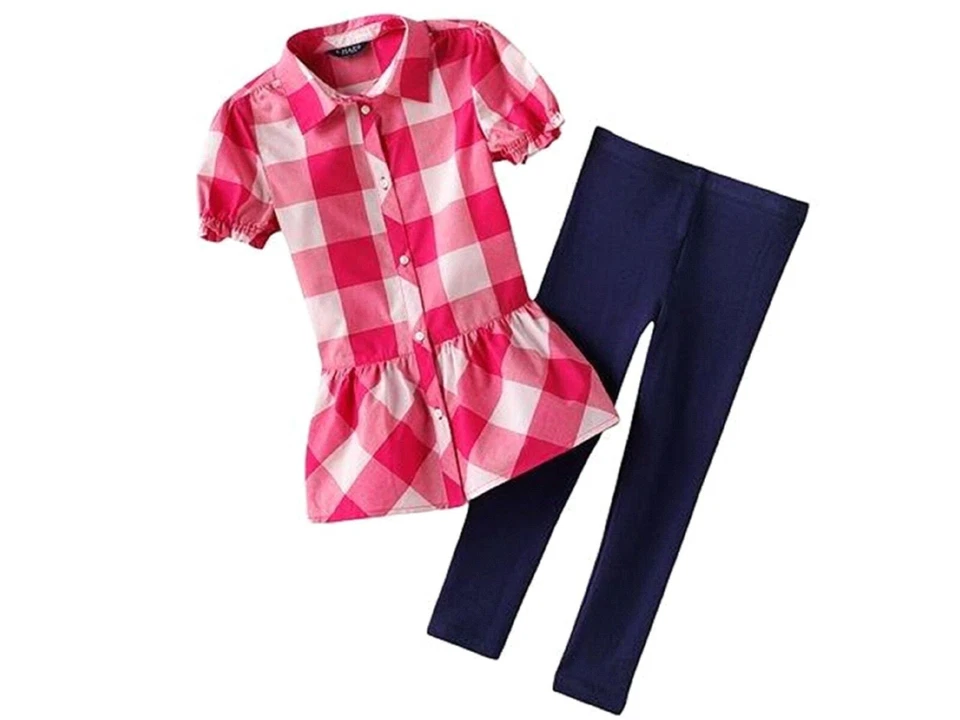 Conjunto de camisa y leggings a cuadros para niña Chaps nuevo con etiquetas Foto 1 de 1