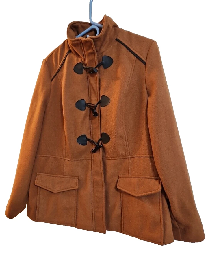 Chaqueta para mujer Rampage marrón manga larga cremallera completa con bolsillos talla 1X Foto 1 de 4