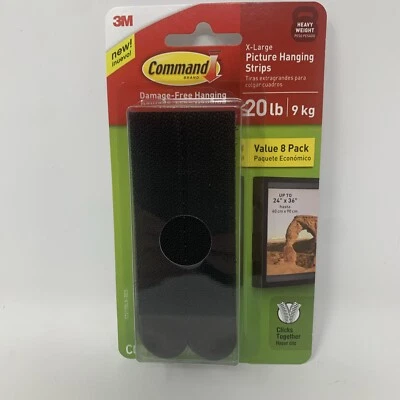 Command X-Large Picture Hanging Strips Click Together 8 Pairs Black NEW - Image 1 of 3