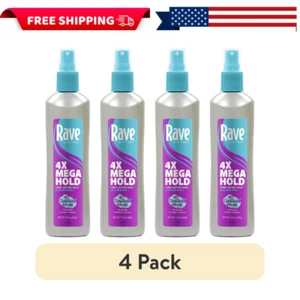 (4 pack) Rave 4X Mega Hold Non-Aerosol Hair Spray, All-Weather Protection, 11 Oz - Picture 1 of 12