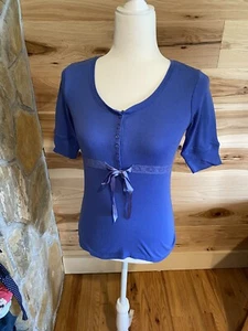 Charlotte Russe Cornflower Blue Shirt With Bow Detail Size Medium - Picture 1 of 5
