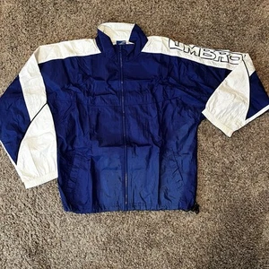 Vintage Umbro Blue White Track Warm Up Windbreaker Jacket Zip Up Soccer Men's M - Picture 1 of 7