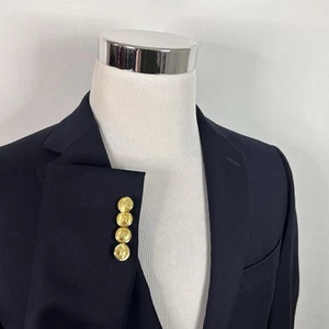 LRL Ralph Lauren 38S Blazer Wool Blend Navy Blue Two Button Lined Vented - Picture 1 of 8