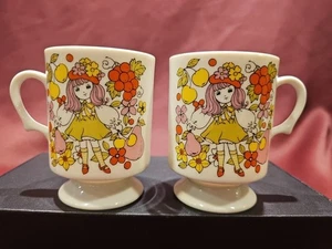 Vintage 60er 70er Obstsockel Fuß Kaffeebecher Tasse gelb orange Hippie Japan - Bild 1 von 9