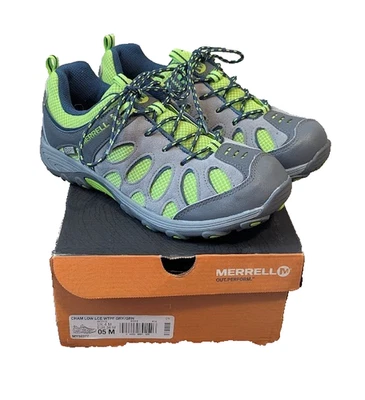 NUEVO EN CAJA Zapatos de Senderismo Merrell Niños Gris Camaleón/Verde Con Cordones Parte Superior Baja Talla 5 MY52377 Foto 1 de 4