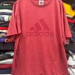 Vintage 1990s Adidas red essential center Made in USA faded T-shirt - Picture 1 of 7