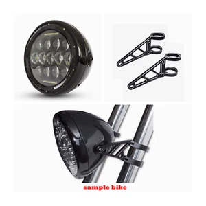 7.7" LED retro headlight daymaker + CNC bracket cafe racer bobber project custom - Bild 1 von 11