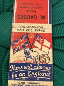Vintage Matchbook Cover 1940’s, M. Gaudes Marion St. England WW2 WPT24 - Picture 1 of 6