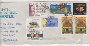 Filippine 1969 Airmail Hotel Cover To Rhodesia Postal History J216 - Foto 1 di 1