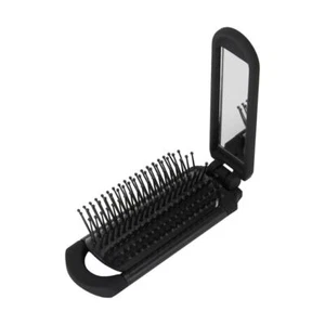 Portable Folding Hair Brush With Mirror Compact Pocket Size Purse Travel Combs - Picture 1 of 4
