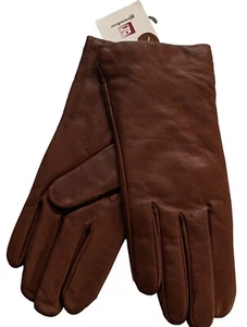 Grandoe 100% Cashmere-Lined Leather Gloves Women's, XL-8, Brown. - Picture 1 of 3