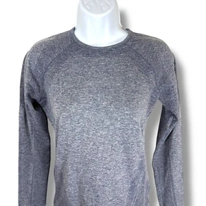 Athleta Girl Top Kids 12 Large Blue Heathered Long Sleeve Tech Thumb Holes - Picture 1 of 7