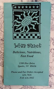 Batidos de menú de papel tríptico restaurante Reno Sparks NV Wrap Street de colección de los años 90 - Imagen 1 de 3