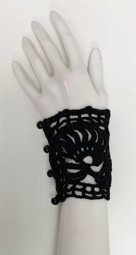 MAISON MARGIELA Bracciale Maison Martin Margiela Artigianale primi anni 2000 Nero Uncinetto Perle Finte