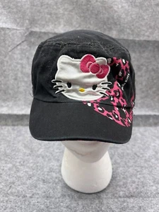 Hello Kitty Sanrio Hat Cap Fitted Youth One Size Black Cotton Elastic Back - Picture 1 of 13