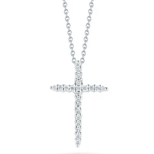 New Authentic Tiny Treasures Diamond Baby Sliver Cross Necklace by Roberto Coin - Picture 1 of 12