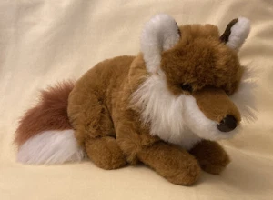 Vintage Hugfun Red Fox Orange Brown White Realistic Fluffy Stuffed Plush 11” - Picture 1 of 10