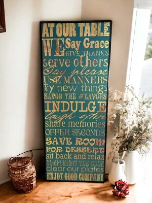 "Fellas artes en nuestra mesa impresión enmarcada en madera, 15"" X 37"" diseño de vestíbulo de pasatiempos directo" Foto 1 de 4