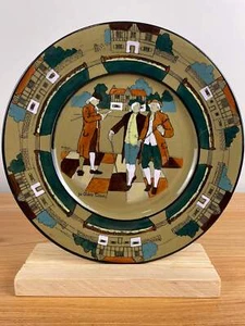 1908 Buffalo Pottery Deldare Ware OLDEN TIMES Plate 8.5" Artist Signed - Picture 1 of 4