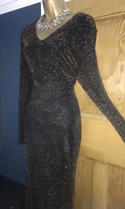 Gorgeous Sparkly Gold black evening Party Wallis Dress size 18 P Long Ball Maxi - Picture 1 of 8