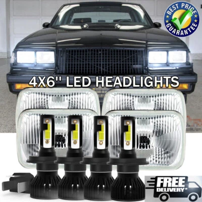 4pcs Fit Buick Regal Grand National 1982-1987 4X6" Upgrades H4 LED Headlights - Image 1 of 4