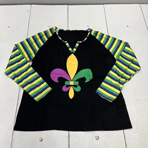 Ithalt Black Mardi Gras Graphic Print Long Sleeve T-Shirt Women's Size XX-Large - Picture 1 of 6