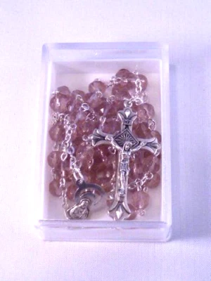 JUNE BIRTHSTONE Moonstone ITALIAN GLASS ROSARY 6mm Beads