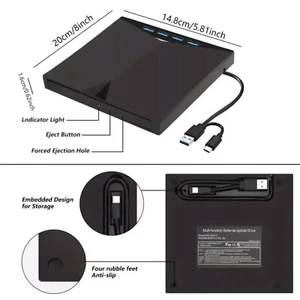 Multi-Functional External CD DVD Drive PC Laptop Burner Reader Writer USB 3.0 - Photo 1/13