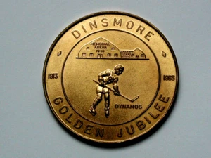Dinsmore SK CANADA 1963 Souvenir Brass Medal with 1948 Memorial Hockey Arena - Picture 1 of 2