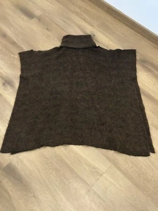 Sarah Pacini Pure Wool Soft Brown Turtleneck Poncho Throw-over Cape £600 S M L - Picture 1 of 11