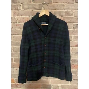 EUC Polo Ralph Lauren Merino Tartan Shawl Cardigan Boys XL Holiday Xmas Sweater - Picture 1 of 8
