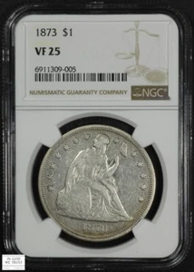 1873 Seated Liberty Silver Dollar $1 NGC VF 25 - Picture 1 of 5