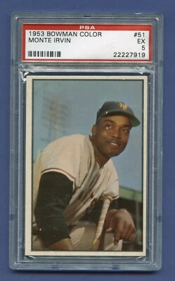 Monte Irvin 1953 PSA 5 EX BOWMAN COLOR HOF LEYENDA DE LOS GIGANTES DE SAN FRANCISCO #51 RZC Foto 1 de 3
