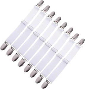 COSMOS Pack of 8 Ajustable Fasteners Suspenders Gripper Elastic F, White - Picture 1 of 4