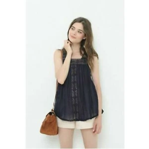 Des Petits Hauts Idalia Indigo Outlet Lace Cotton Tank Blouse Top XS New 140700 - Picture 1 of 8