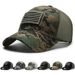 Gorra de béisbol camuflaje de EE. UU. Parche bandera estadounidense - Sombreros tácticos transpirables del ejército - Imagen 1 de 19