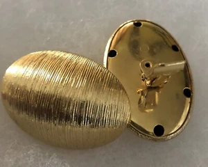 Vintage große Ohrringe goldfarben klobig Clip auf großer Landebahn 80er Jahre - Bild 1 von 3