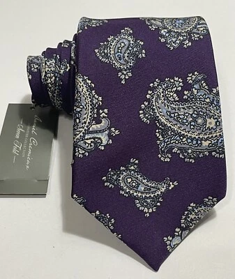 Corbata de seda Daniel Cremieux Signature Collection siete pliegues color púrpura Foto 1 de 4