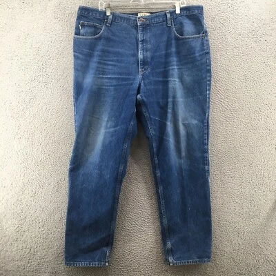 LL Bean Classic Fit Jeans Mens 42x32 Blue Denim Tapered Leg Mid Rise Zip Cotton - Image 1 of 4