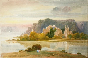 Nathaniel Sparks (1880–1956) Landscape watercolour of abbey ruins. Bratton? - Picture 1 of 11